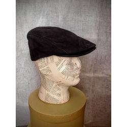 Casquette plate en cuir vachette